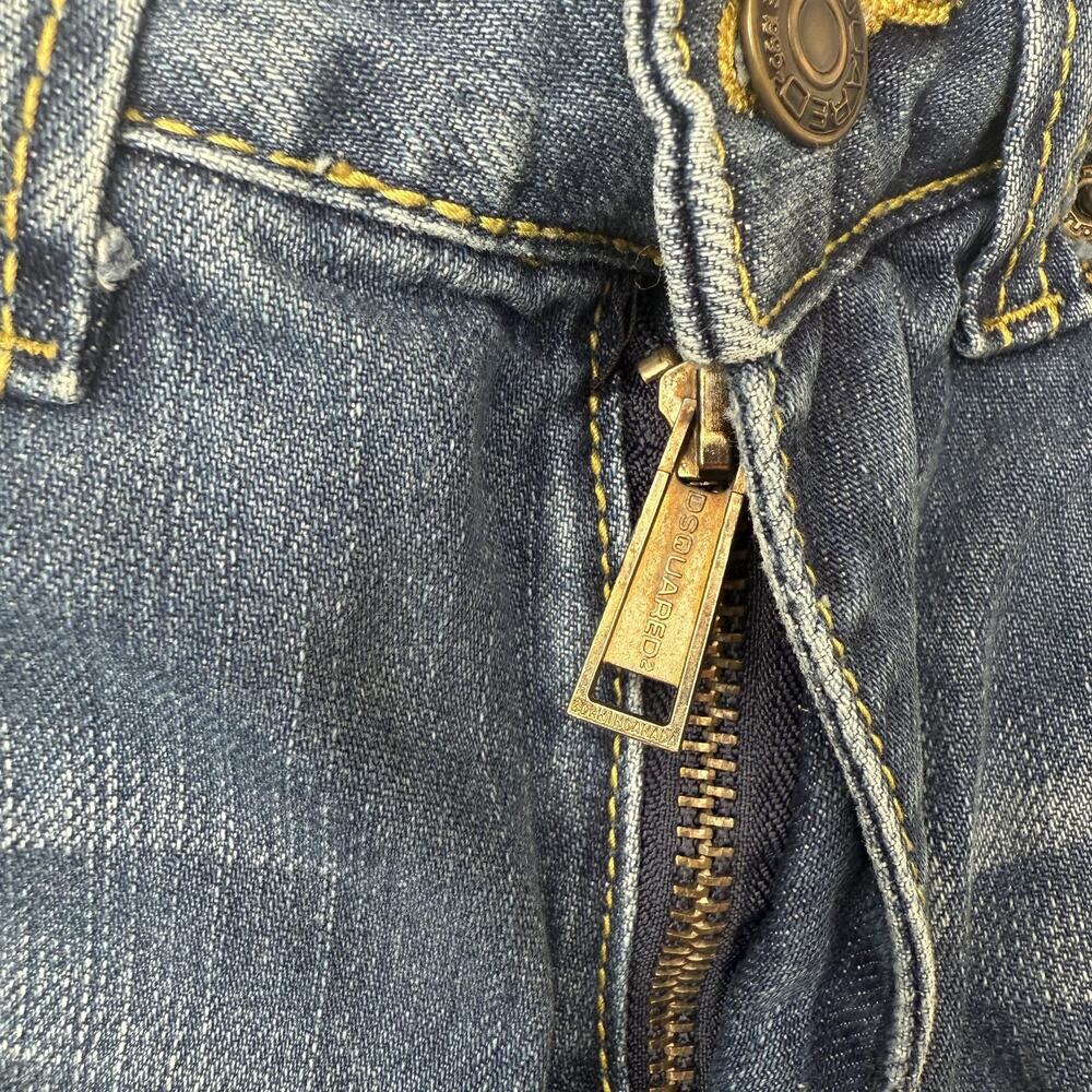 Dsquared2 Jeans Mens 29 Blue Straight Leg Distressed Denim Made Italy Designer - Picture 5 of 15